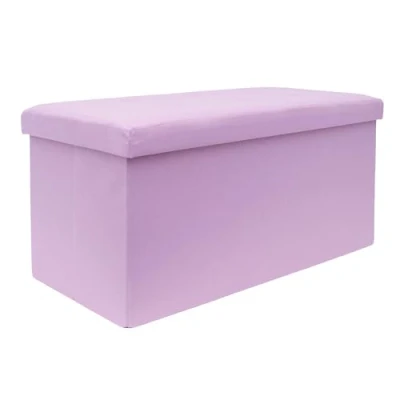 Afbeelding van Intirilife Opvouwbare bank, 76 x 38 cm, roze, zitkubus met deksel en opbergruimte van stof uitsparing, Sitzcube voetensteun, opvouwbaar, opbergkist, poef