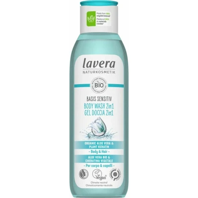Afbeelding van Lavera Basis Sensitiv douchegel/body wash 2 in 1 EN I 250 Milliliter