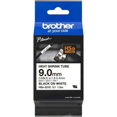 Afbeelding van Brother HSE221E Labeltape krimpkous Tapekleur: Wit Tekstkleur: Zwart 9.0 mm 1.5 m