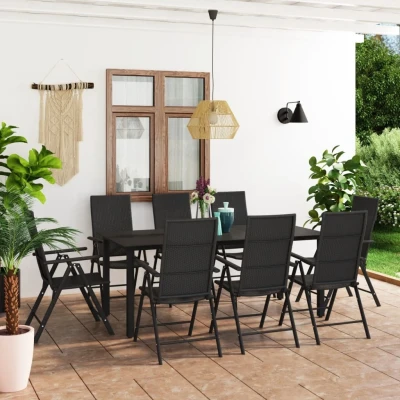 Afbeelding van 9 delige Tuinset zwart