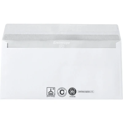 Afbeelding van Witte enveloppen, 110 x 220 mm (DL), 80 g/m², met lijmsluiting, gerecycled papier, verschillende modellen