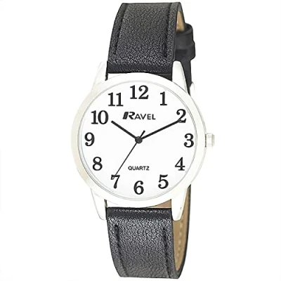 Afbeelding van Ravel Modern en minimalistisch uniseks kwartshorloge, Zwart/Zilver, Riem