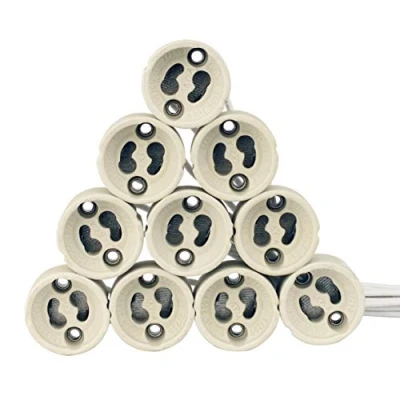 Afbeelding van EACLL GU10 Set van 10 lampsokkels, keramische sokkel, economisch en praktisch, met hoogwaardige siliconen kabel, aansluiting voor LED of halogeenlamp