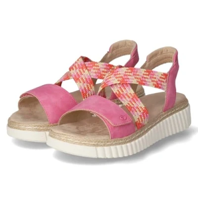 Afbeelding van TOM Tailor Sandalen met plateauzool, Dames, Maat: 38, Pink Imitatieleer/ textiel
