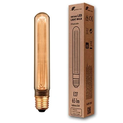Afbeelding van Greenandco® Ledlamp, decoratief, vintage, retro, industrieel, antiek, Edison, E27, T30, 2 W, 65 lm, 1800 K, zeer warm wit, 320 graden, 230 V, geen flikkeren, niet dimbaar