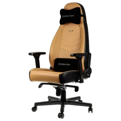 Afbeelding van Noblechairs ICON Series leren gamestoel Cognac/Zwart (Echt Leder)
