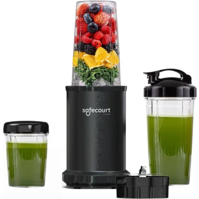 Afbeelding van Safecourt Kitchen Power blender 1000 watt to go smoothie Incl. receptenboek Zwart