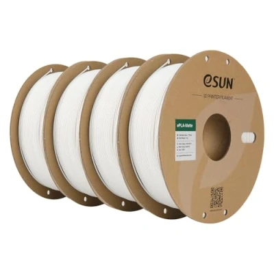 Afbeelding van eSUN Verbeterd mat PLA filament van 1,75 mm, voor 3D printers, niet glanzende kleur, matte textuur, 1 kg per spoel, 4 spoelen melkwit