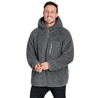 Afbeelding van CityComfort Fleece hoodie voor heren, fleecejack met ritssluiting, grijs.