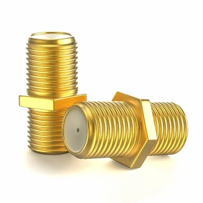 Afbeelding van Set van 2 vergulde F connectoren, stekker, satellietkabeladapter, voor satellietantennekabel, coaxkabel, BK installaties