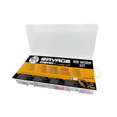 Afbeelding van Savage Gear Rib Worm Kit One Size Mix Colors (60 stuks) Shad