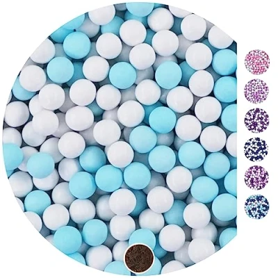 Afbeelding van EinsSein Kleine chocoladeballen (1 kg zak) wit/lichtblauw ca. 1 cm gastgeschenken voor bruiloft, doop, communie, vormsel, perfect reageerbuizen alternatief