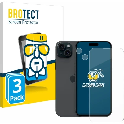 Afbeelding van BROTECT Screenprotector voor Apple iPhone 15 Plus (Voor+Camera) Folie Beschermfolie Beschermglas transparant (3 Stuks)