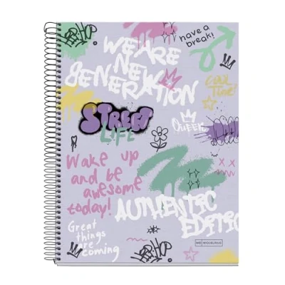 Image de Miquelrius Cahier A4, quadrillage 5 mm, carnet à couverture rigide, A4 avec 120 feuilles micro perforées, 4 couleurs organiser, papier extra opaque 70 g/m², trous pour