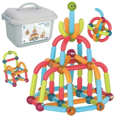 Afbeelding van CELMAN 102 stuks magnetische bouwstenen 3D constructie Montessori speelgoed STEM educatief voor kinderen vanaf 3 jaar