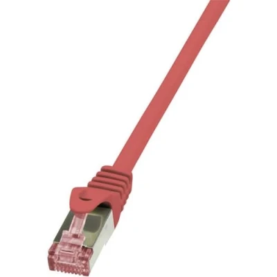 Afbeelding van LogiLink CQ2024S RJ45 Netwerkkabel, patchkabel CAT 6 S/FTP 0.50 m Rood Vlambestendig, Snagless 1 stuk(s)