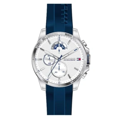 Afbeelding van Tommy Hilfiger Multifunctioneel analoog kwartshorloge voor heren met armband van siliconen, roestvrij staal of leer, verkrijgbaar in verschillende kleuren, Wit, riem
