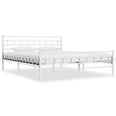 Afbeelding van vidaXL Bedframe, wit, metaal, 180 x 200 cm