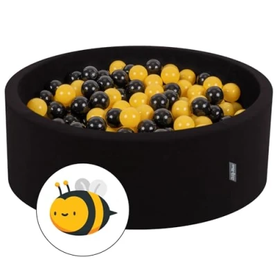 Afbeelding van KiddyMoon Ballenbad met kleurrijke ballen 90X30cm/200 ∅ 7Cm Voor baby&#039;s kinderen Rond, Bee:Black/yellow