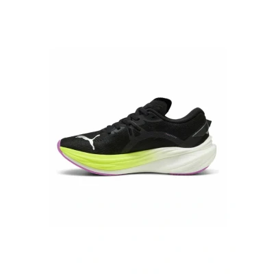 Afbeelding van Puma Deviate Nitro 3 Hardloopschoenen voor op de weg, Dames, Maat: 37.5, black yellow alert pure magenta Mesh