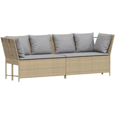 Afbeelding van vidaXL Tuinbank met kussens poly rattan beige