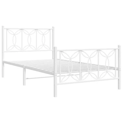 Afbeelding van Bedframe met hoofd en voeteneinde metaal wit 100x190 cm