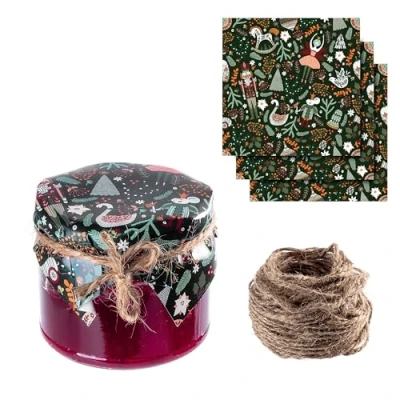 Afbeelding van KADAX Sieradenkleedjes voor inmaakpotten, decoratieve dekens met jute koord jampotten, papieren jampotten (Kerstmis, 10 stuks)