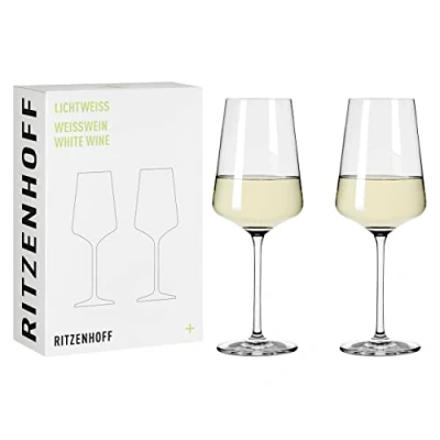 Afbeelding van wittewijnglas 400 ml serie Lichtwit 2 stuks in giftset stijlvol modern