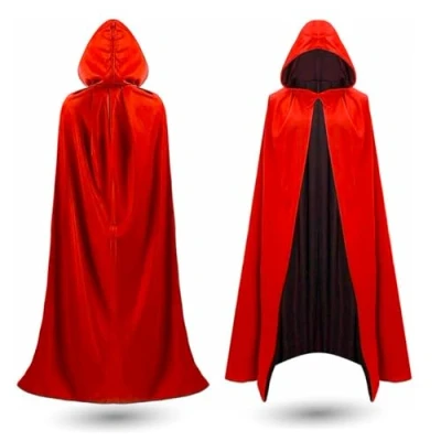 Afbeelding van TK Gruppe Timo Klingler Uniseks cape met capuchon voor Halloween en carnaval, vampierkostuum, rood zwart, kinderen volwassenen