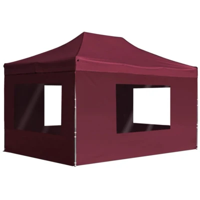 Afbeelding van Partytent inklapbaar met wanden 4,5x3 m aluminium wijnrood