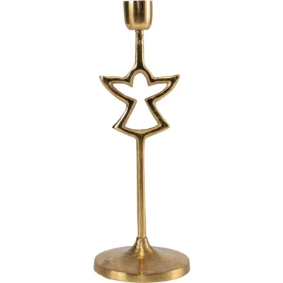 Afbeelding van Kandelaar engel metaal goud ø10x28cm