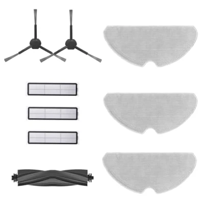 Afbeelding van dreame D9 Max Gen2 robotaccessoireset bestaande uit 3 doekjes, filters, 2 zijborstels, 1 hoofdborstel, originele accessoires