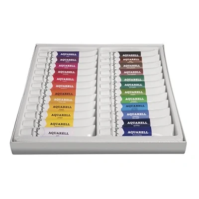 Afbeelding van Aquarelverf/waterverf schilder setje 24 kleuren tubes 12 ml Hobby/knutselmateriaal creatief