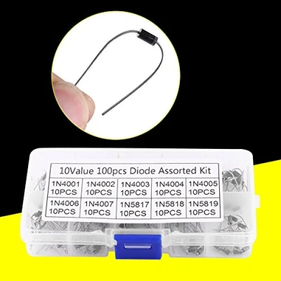 Afbeelding van YWBL WH 100 stuks 10 gelijkrichter diode assortiment elektronische set met doos soorten 1N4001 1N4007 1N5817 1N5819, diode,