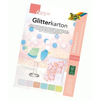 Afbeelding van Glitterkarton Folia 174x245mm 6 vel pastel assorti