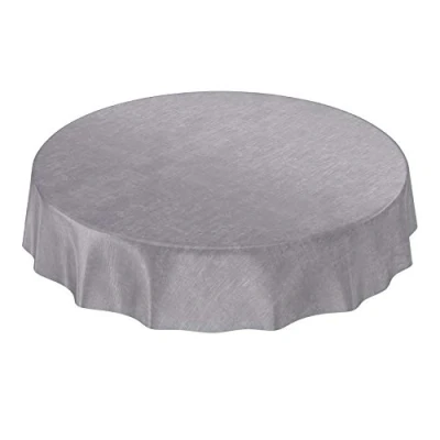 Afbeelding van ANRO Tafelzeil tafelkleed, rond, 140 cm, grijs, effen urban, gesneden randen