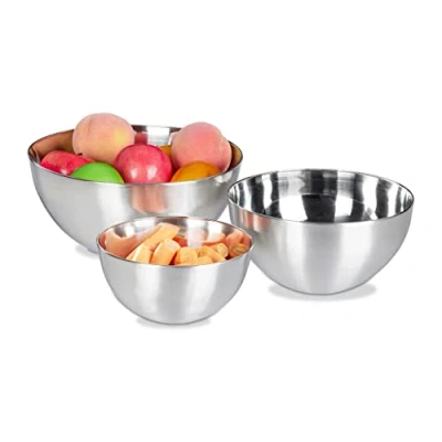 Afbeelding van Relaxdays Schalen set van 3 mengkom beslagkom fruitschaal saladeschaal roestvrij