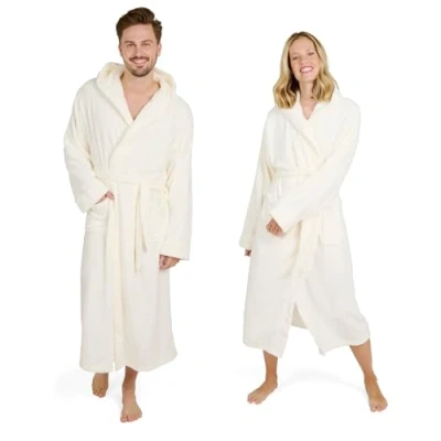 Afbeelding van Blumtal Badjas Unisex Dames en Heren Fleece met Capuchon Zakken Gebroken Wit Maat M