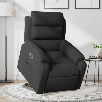 Afbeelding van VidaXL, Massagestoelen, Elektrische massagestoel met opstahulp zwarte stof