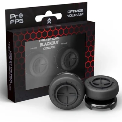 Afbeelding van ProFPS Thumbsticks voor Playstation 4 (PS4) en 5 (PS5) Thumb Grips Aim Assistant eSports 1 Concave Low Rise, Med Rise Blackout
