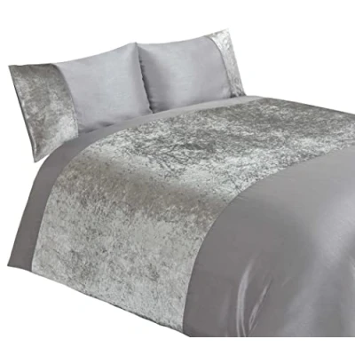 Image de Jeu de housse couette en argent velours double