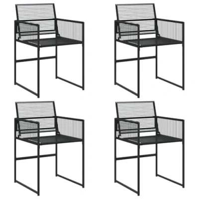 Afbeelding van Tuinstoelen 4 st poly rattan zwart