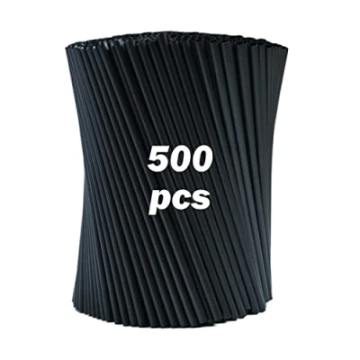 Afbeelding van 500 zwarte cellulose rietjes, 21 cm x 7 mm, lossen niet op, ideaal voor cocktails, bars en restaurants