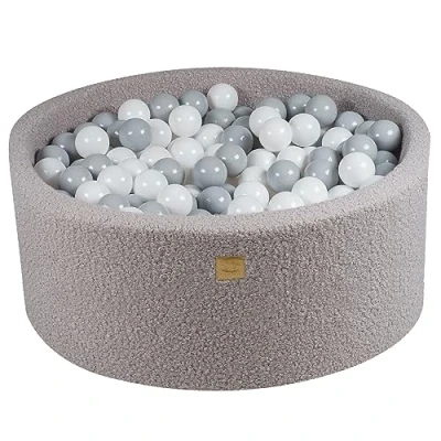 Afbeelding van MEOWBABY Ballenbad voor baby&#039;s, rond, 90 x 40 cm, met 300 ballen, grijs: wit/grijs