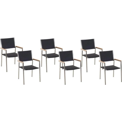 Afbeelding van Beliani GROSSETO Tuinstoel set van 2 Zwart/Rotan PE rotan