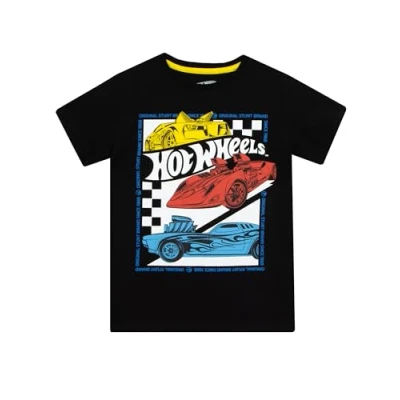 Afbeelding van Hot Wheels T shirt kinderen jongens jongens, zwart.