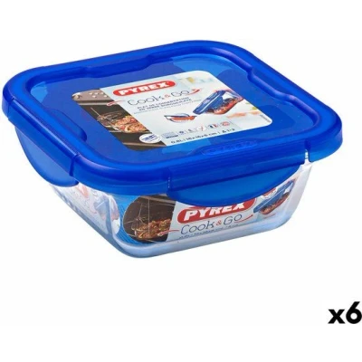 Afbeelding van Hermetische Lunchtrommel Pyrex Cook &amp; Go 16,7 x 7 cm Blauw 850 ml Glas (6 Stuks)