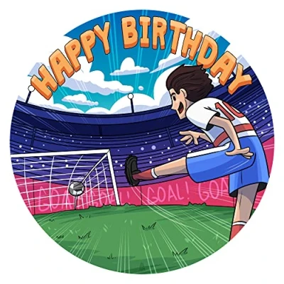 Afbeelding van Eetbare taartdecoratie, voetbalmotief, diameter 20 cm