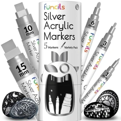 Afbeelding van Funcils Acrylkleurpotloden, zilverkleurig, 5 stuks