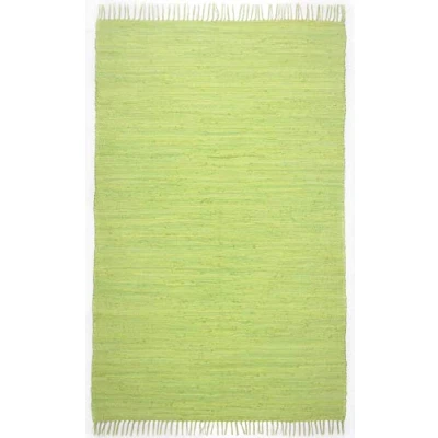 Afbeelding van Dhurry Happy Cotton Vloerkleed met vlekken, plat geweven tapijt van 100% katoen, handgeweven, wasbaar, omkeerbaar, 90 x 160 cm, groen